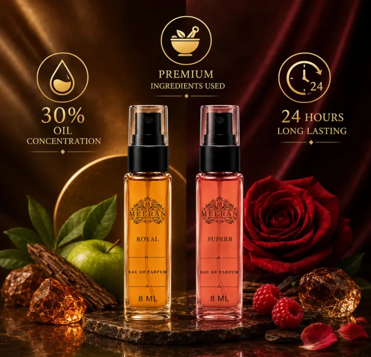  SUPERB & CLASSIC Perfume Gift Set for Men & Women (8ML Each) | Long Lasting Luxury Eau De Parfum Duo Pack | 30% Oil Concentration | Pocket Perfume Travel Size Fragrance Set